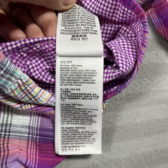 Marmot Shirt Womens XL Purple Pink Plaid Long Sleeve Button Down Hiking Nylon - Picture 6 of 11